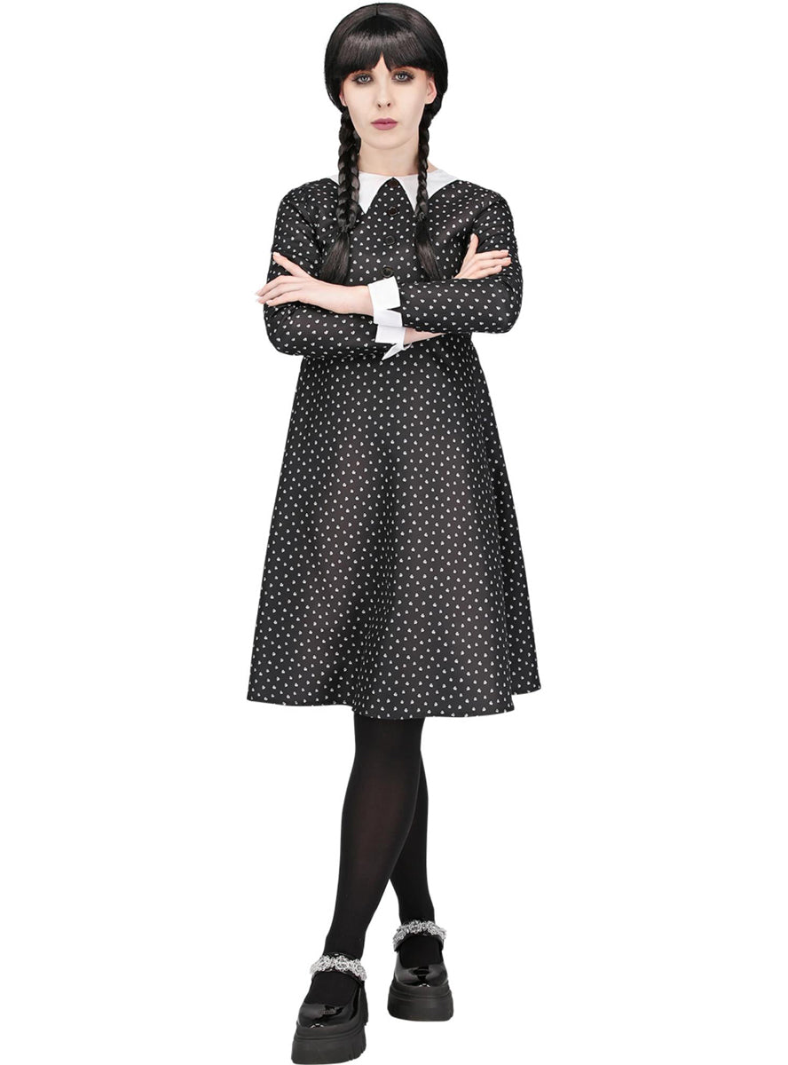 Girls Wednesday addams family school uniform costume - main image