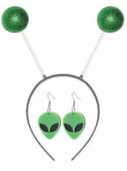 Main Image of Green Alien Headband and Earrings Set