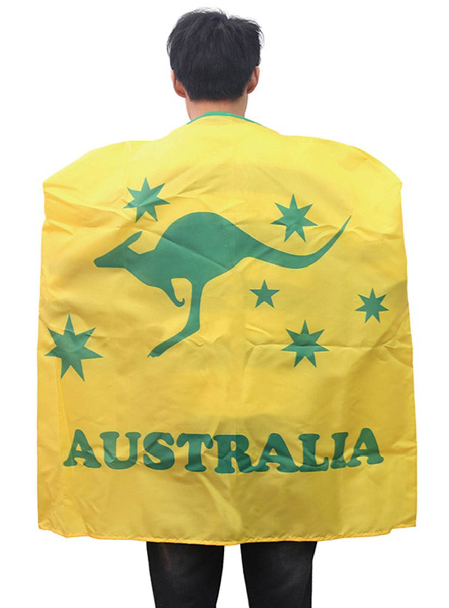 Green And Gold Kangaroo Print Adults Australia Cape - Main Image