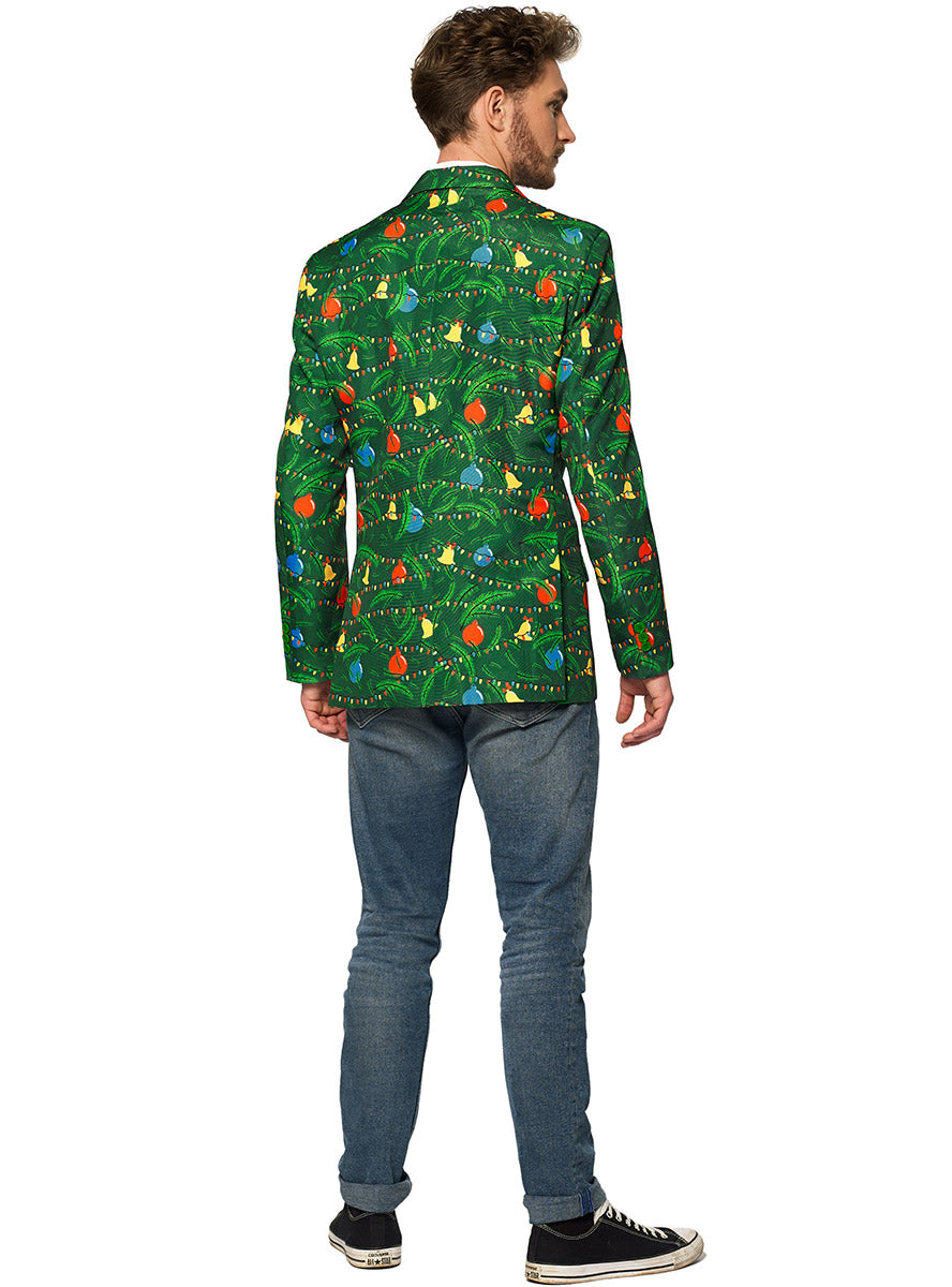 Back Image of Light Up Green Festive Christmas Tree Costume Jacket