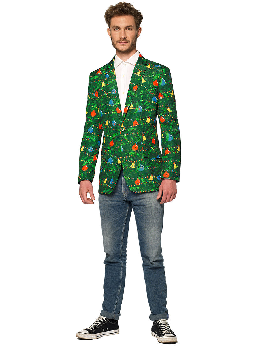 Full Image of Light Up Green Festive Christmas Tree Costume Jacket