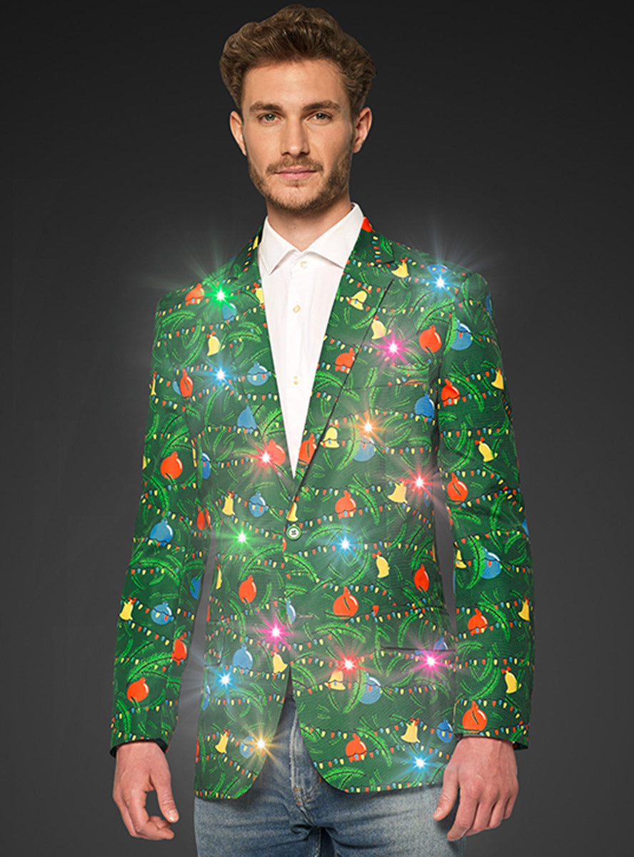 Light Up Green Festive Christmas Tree Plus Size Costume Jacket - light Up Image