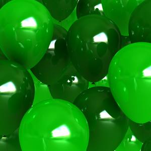 Image of inflated green balloons