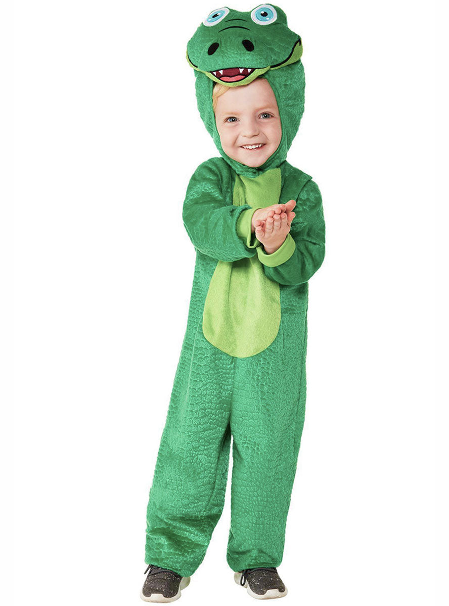 Image of Adorable Green Crocodile Toddler Onesie Costume - Alternate Front View