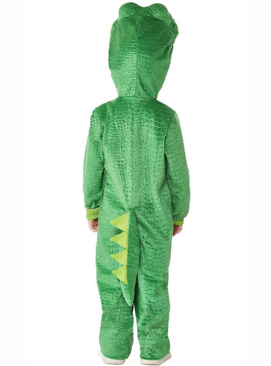 Image of Adorable Green Crocodile Toddler Onesie Costume - Back View