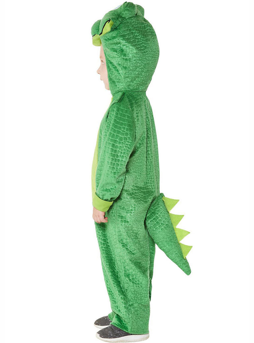 Image of Adorable Green Crocodile Toddler Onesie Costume - Side View