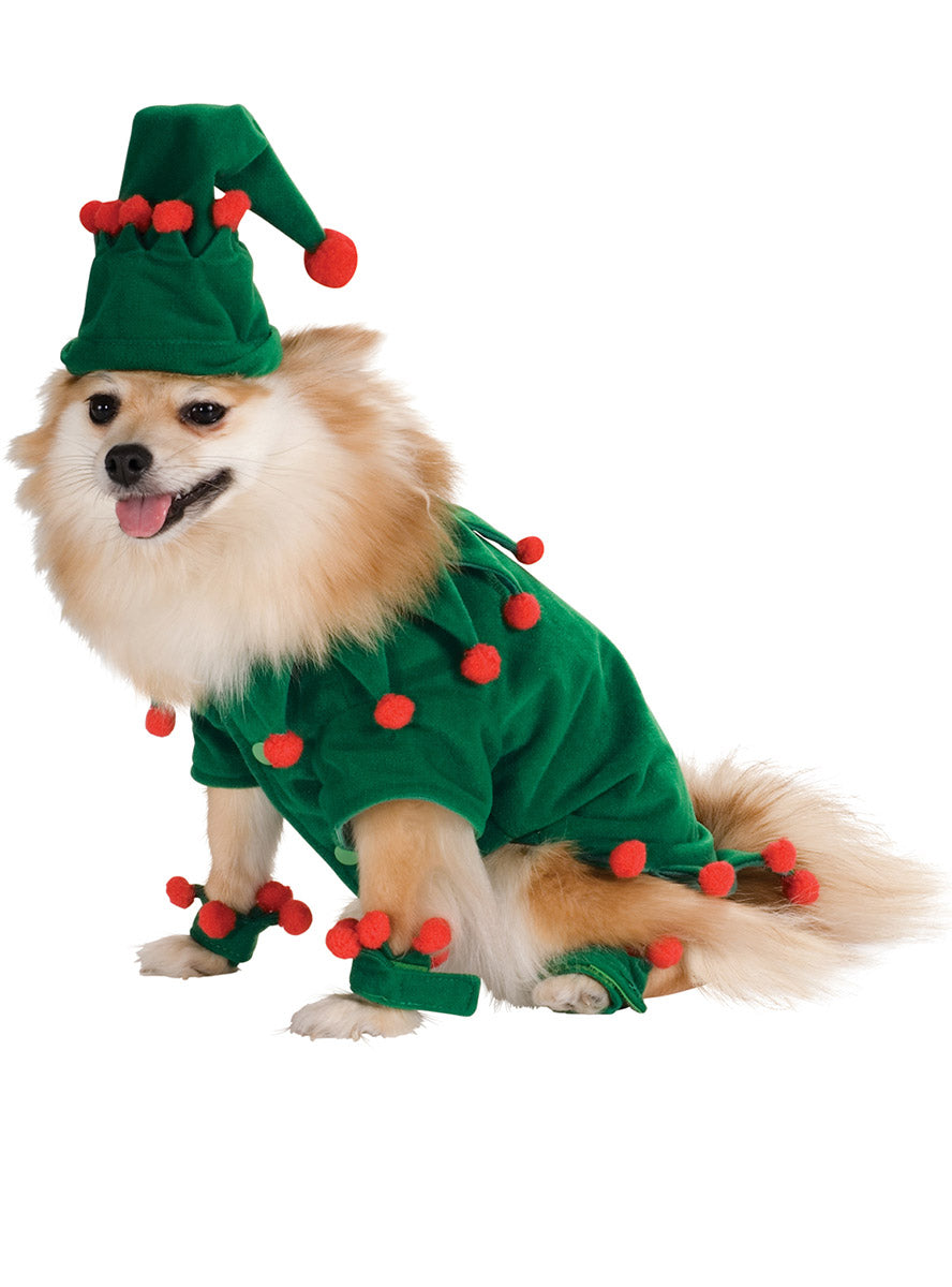 Green Christmas Elf Costume For Pet Dogs - Main Image