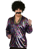 Image of Groovy Disco Mens Metallic Rainbow Costume Shirt