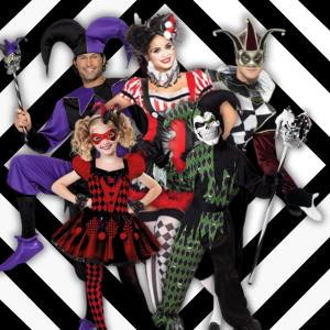 Image of people in Harlequin costumes