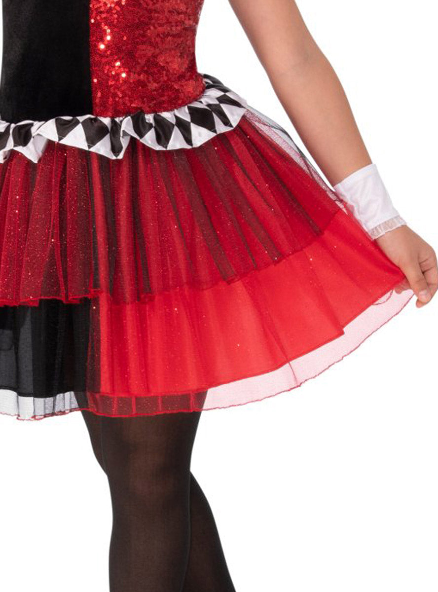 Close Tutu Image of Harley Quinn Girls Deluxe DC Superhero Costume