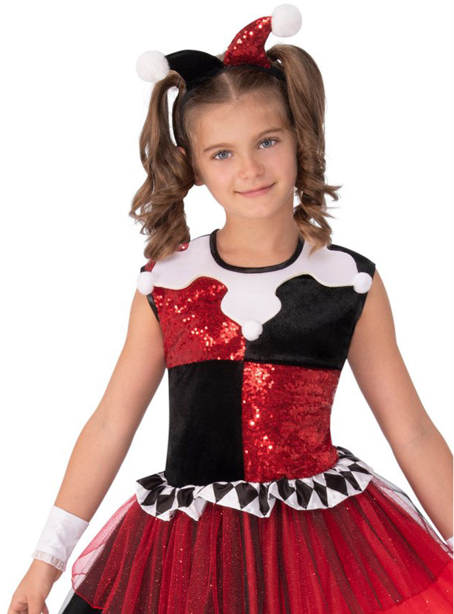 Close Image of Harley Quinn Girls Deluxe DC Superhero Costume