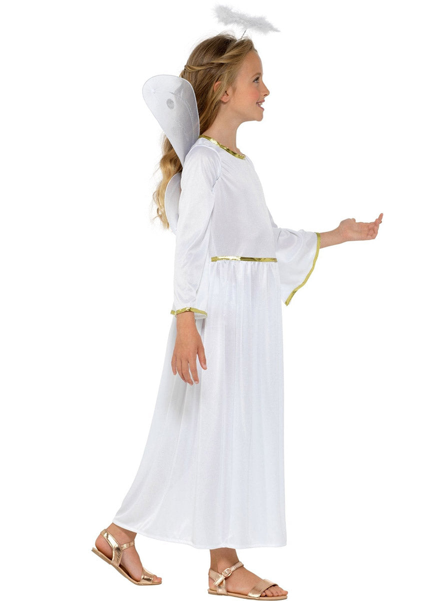 Side image of Heavenly White Angel Girls Costume