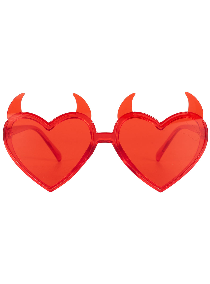 Image of Horned Red Devil Womens Heart Shaped Halloween Glasses