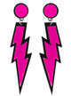 Main image of 1980s Neon Pink Lightning Bolt Costume Earrings