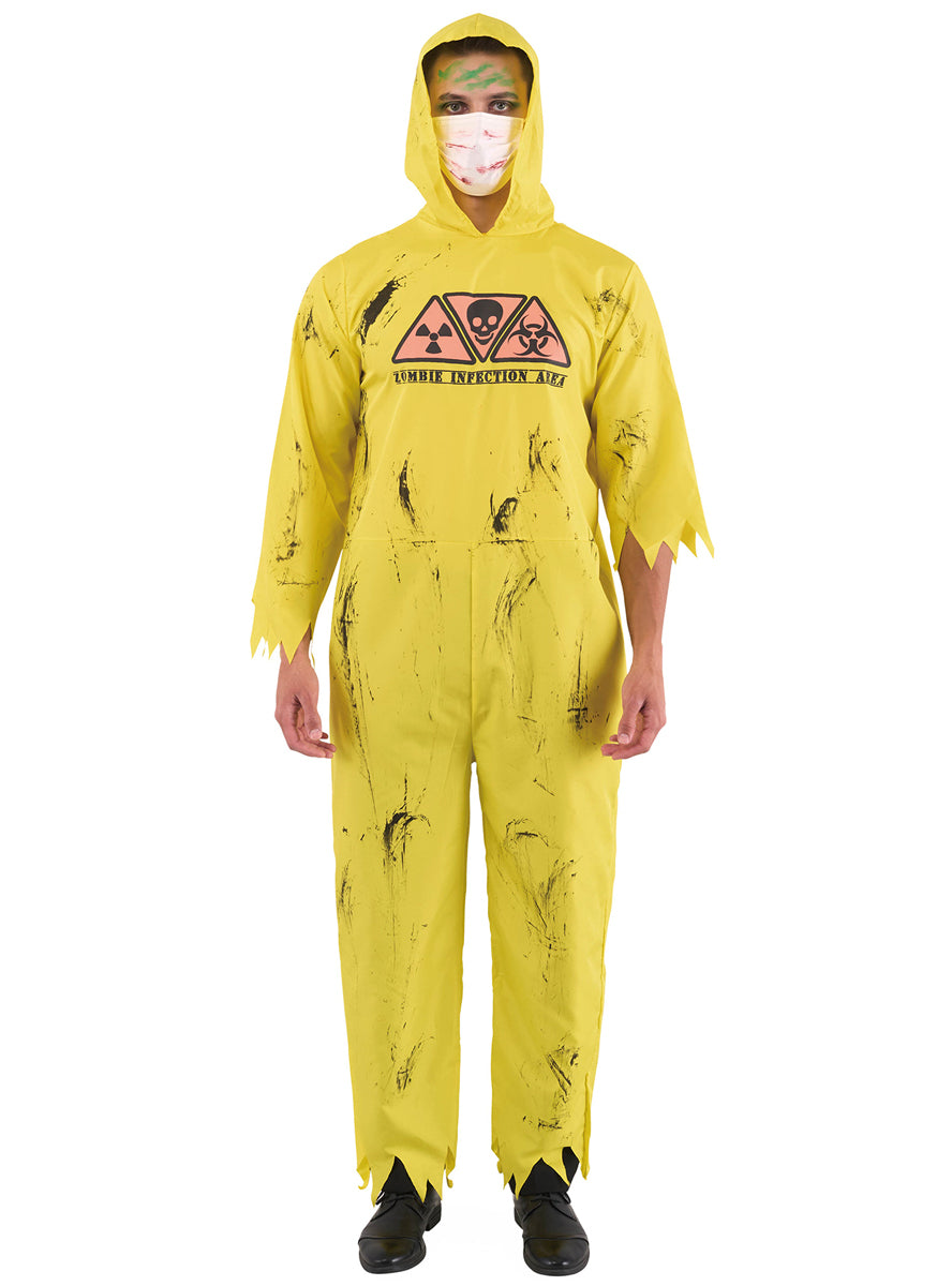 Alternative image of Biohazard Infected Zombie Yellow Jumpsuit Mens Halloween Costume