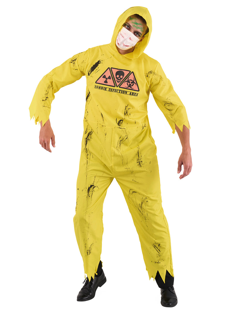 Main image of Biohazard Infected Zombie Yellow Jumpsuit Mens Halloween Costume