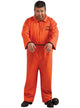 Plus Size Mens Orange Convict Jumpsuit Costume - Main Image