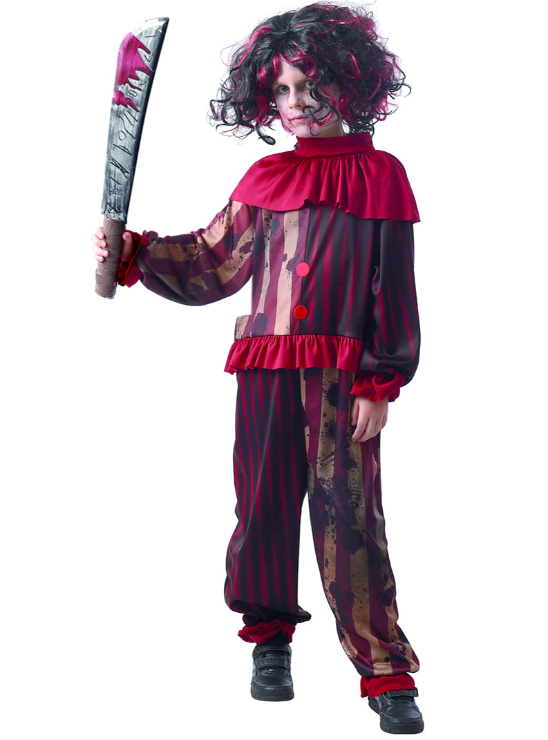 Red and Black Scary Clown Costume for Boys