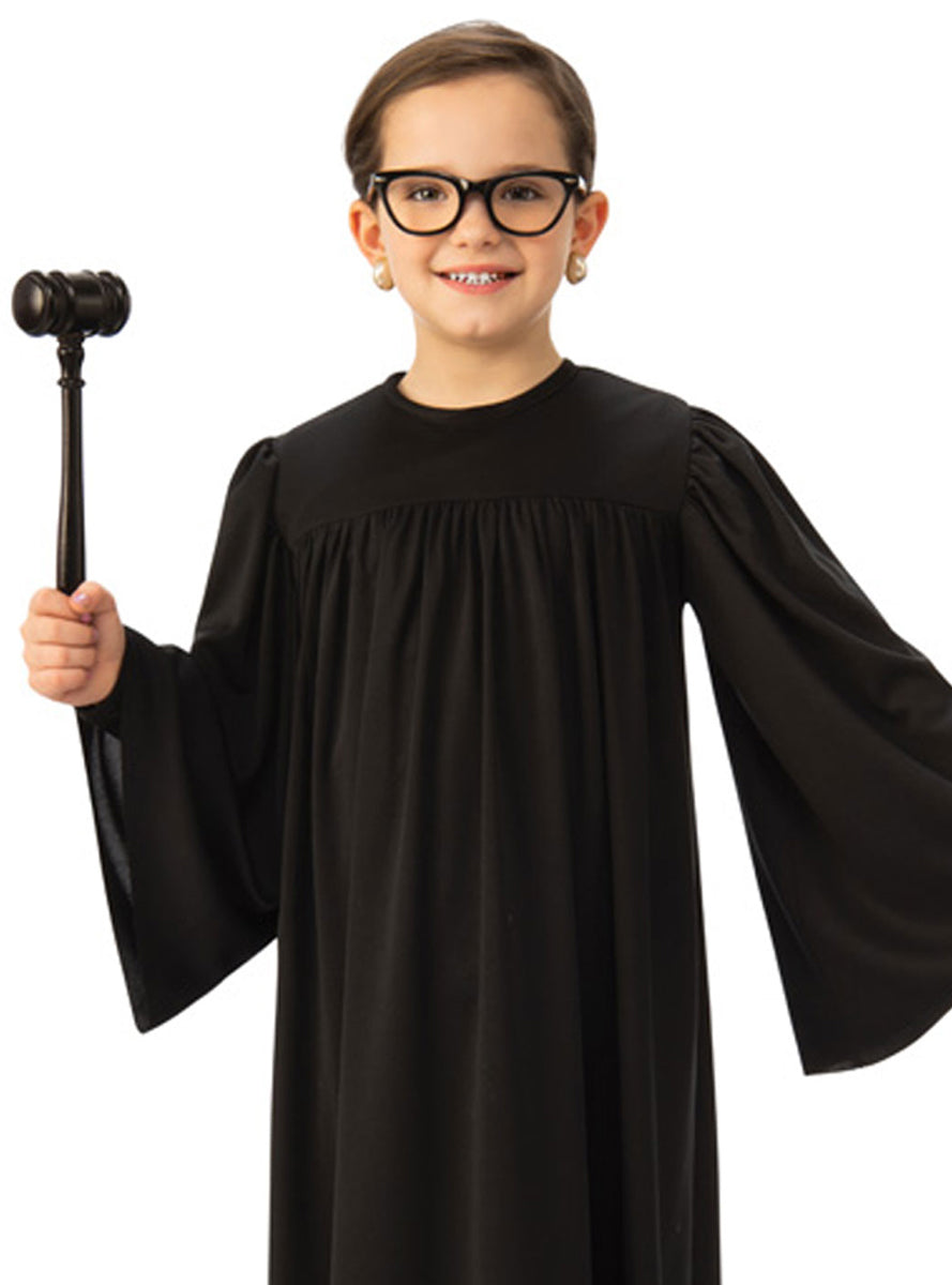 Kids Basic Black Judges Costume Robe - Close Image