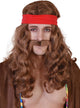 Image of Lennon Mens Long Brown Wavy 70s Costume Wig