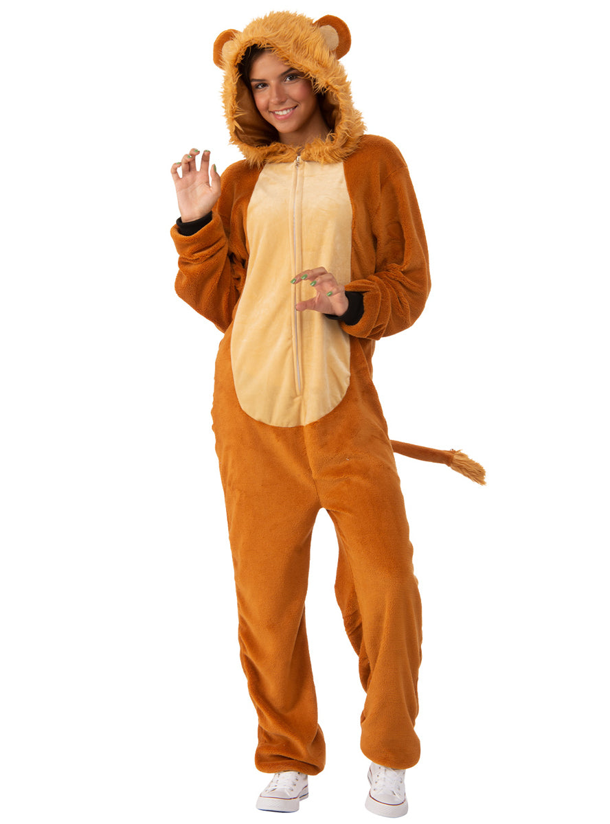 Lion Onesie Womens Furry Animal Costume - Main Image