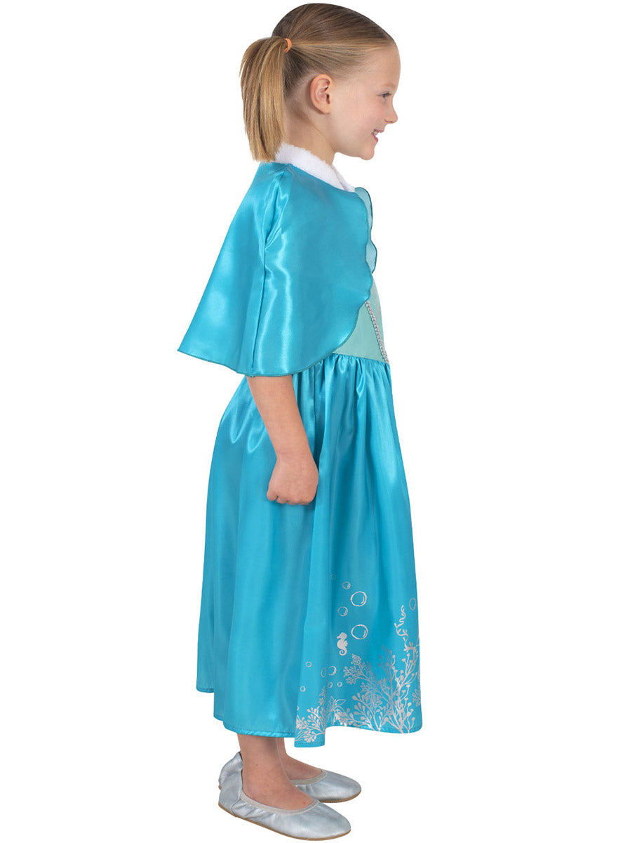 Side image of Little Mermaid Girls Princess Ariel Costume With Cloak