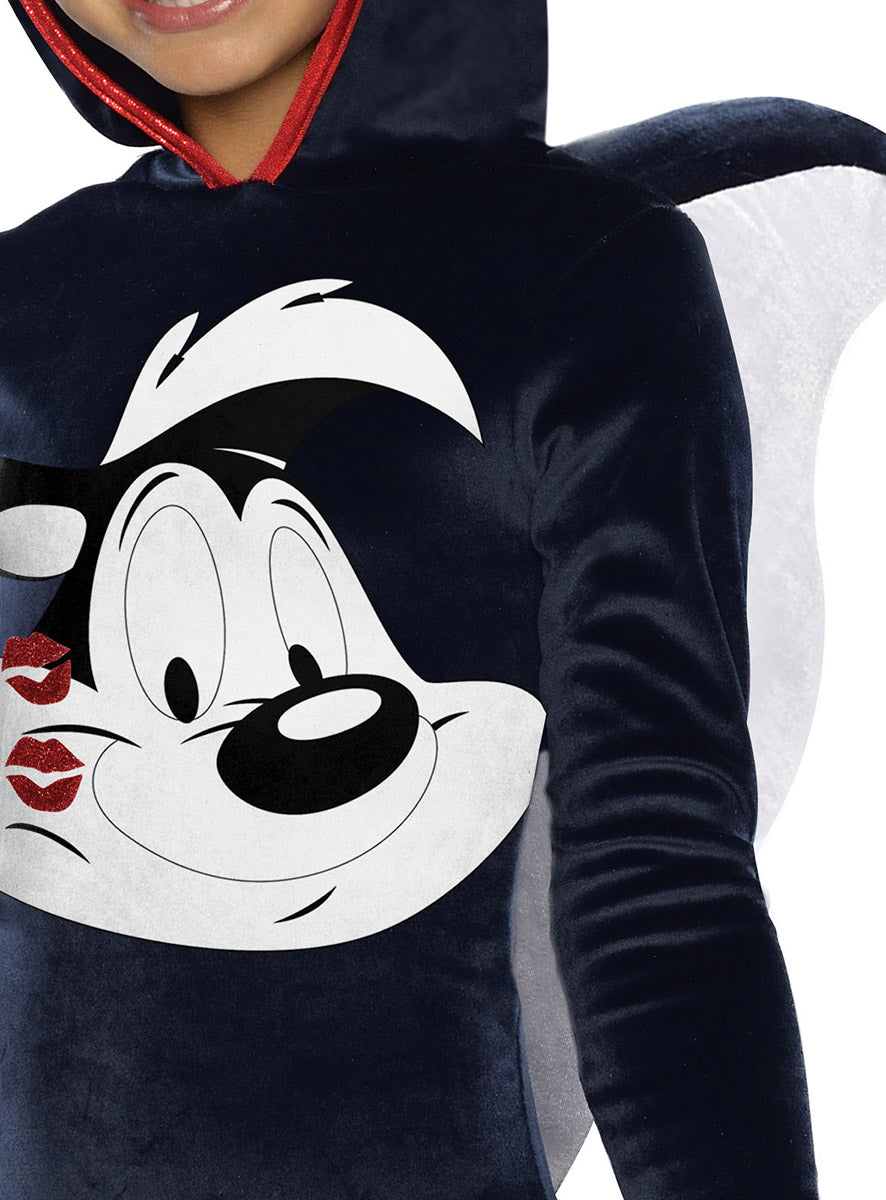 Image of Looney Tunes Girls Cute Pepe Le Pew Costume - Close Image 1