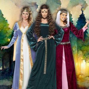 Image of three women wearing Maid Marion Medieval costumes