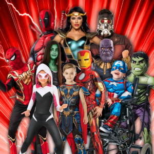 Image of people wearing Marvel costumes