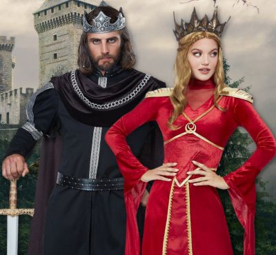 Image of a man and a woman wearing medieval costumes