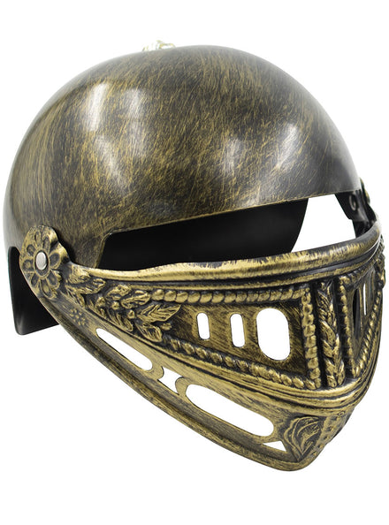 Image of Medieval Knight Antique Gold Costume Helmet