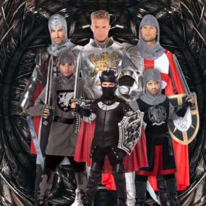 Image of men and boys in Knight costumes