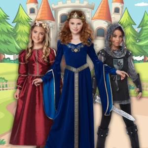 Image of girls in Medieval and Renaissance costumes