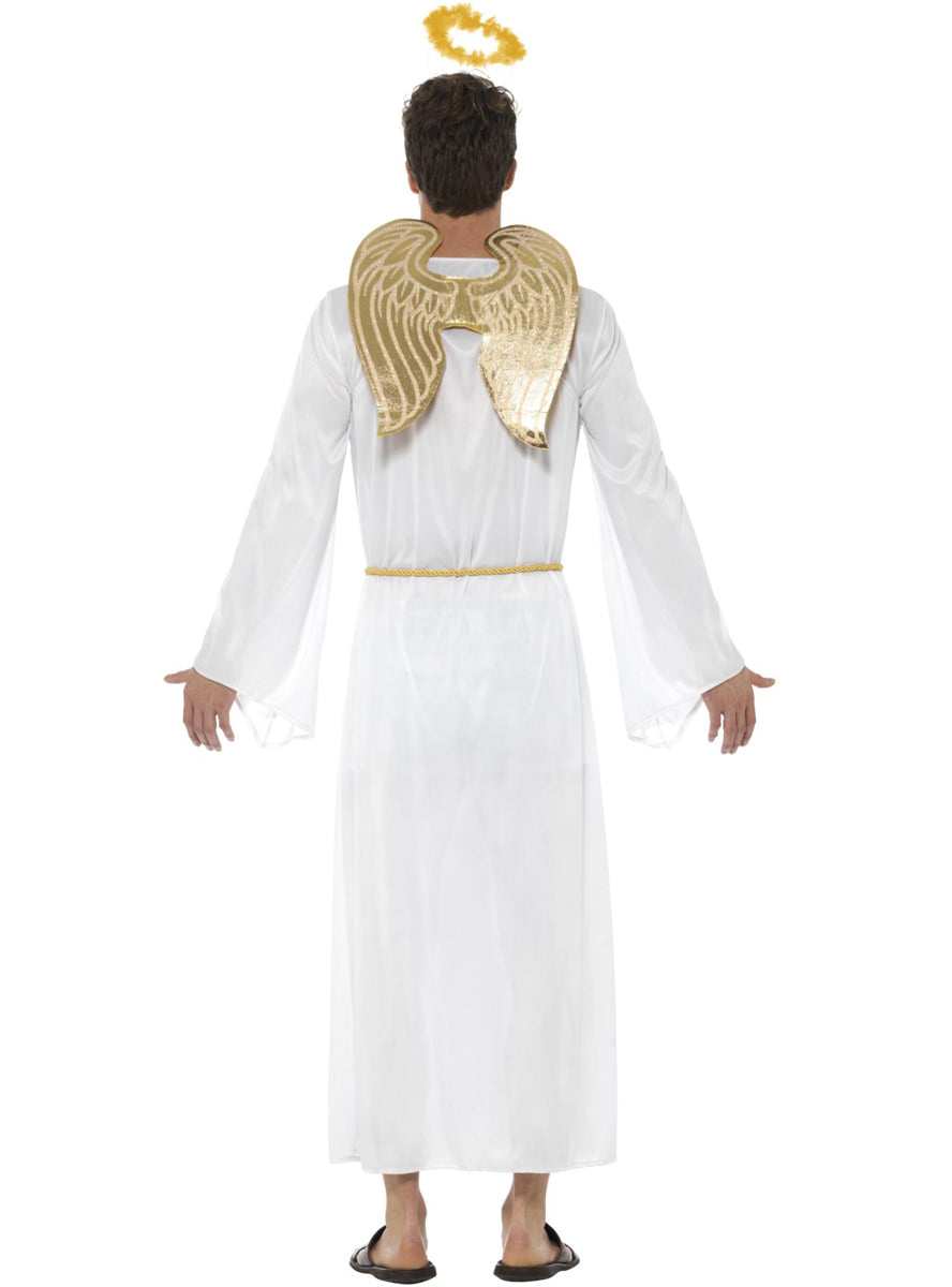 Mens white christmas religious angel costume - Back image