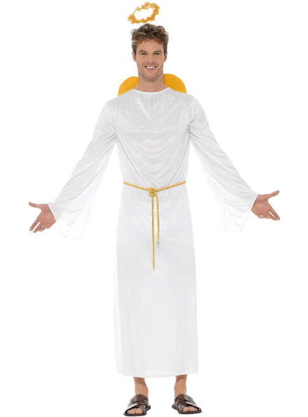 Mens white christmas religious angel costume - Main image