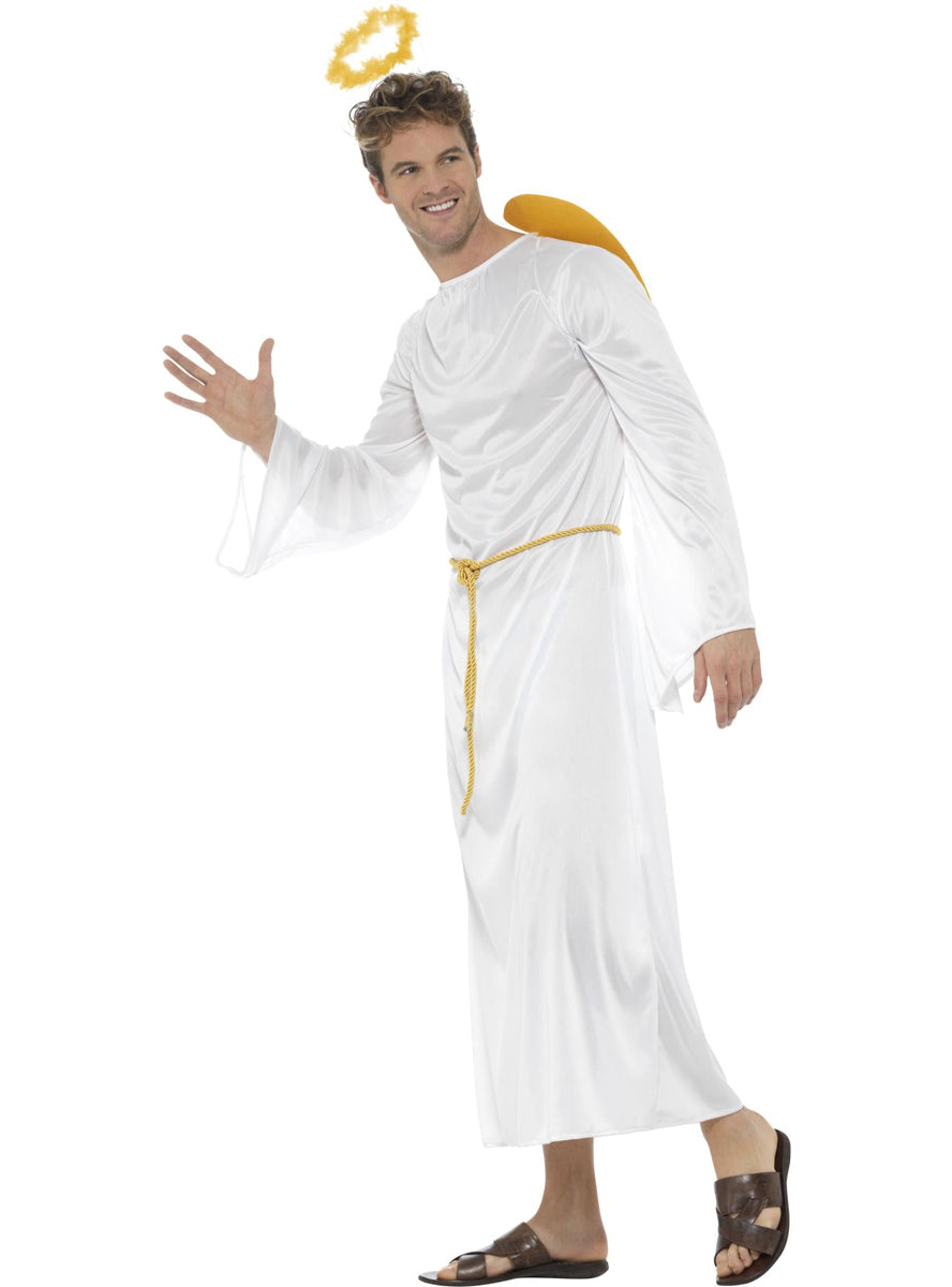 Mens white christmas religious angel costume - Side image