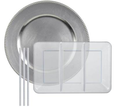 Image of metallic silver party supplies