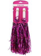 Main image of Metallic Pink Tinsel Cheerleader Costume Pom Poms