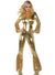 70's Women's Metallic Gold Disco Jumpsuit Costume With Sequins -Main View