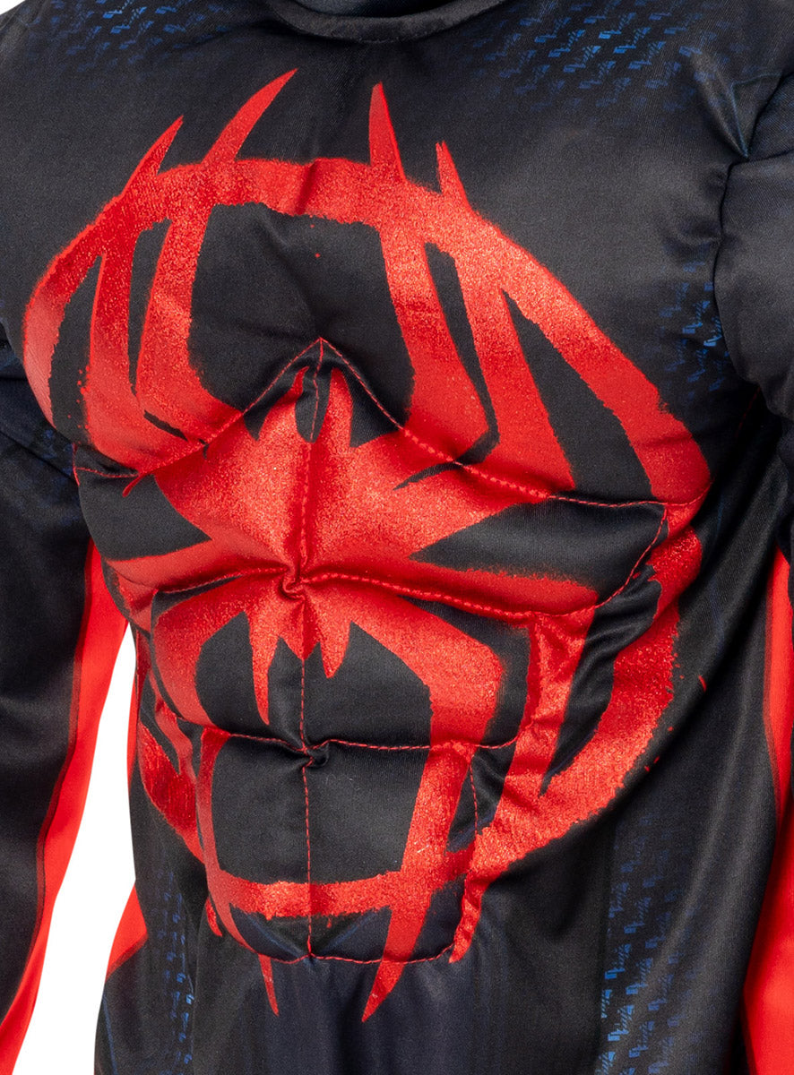 Miles Morales Deluxe Boys Muscle Chest Spiderverse Costume - Close Image