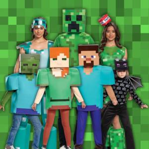 Image of people wearing Minecraft costumes