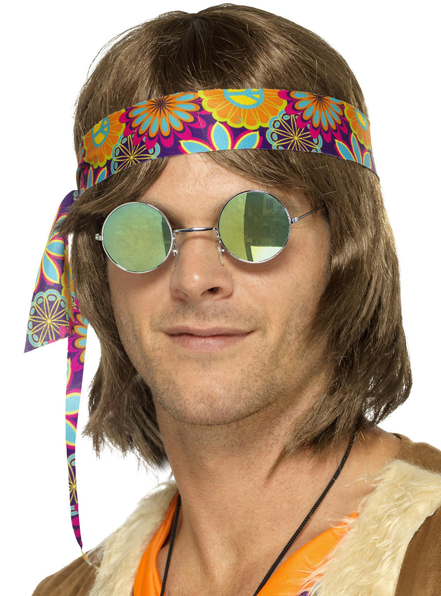 Image of Mirrored Lens Mens 1970s Hippie Glasses