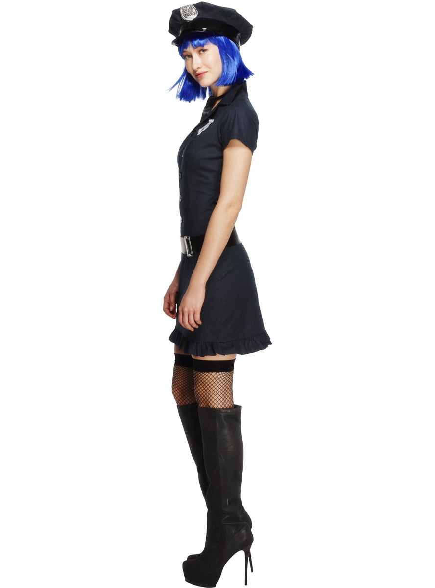 Womens sexy Navy Blue Police Officer Costume - side image