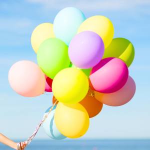 Image of neon balloon in a bouquet