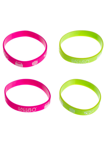 Image of Back To The 80s Pink And Green  Costume Wristbands