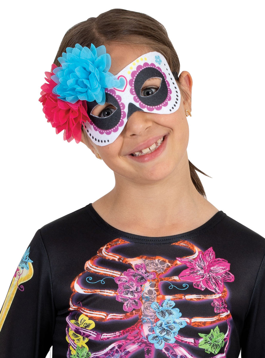 Teen Girls Rainbow Skeleton Halloween Costume - Close Image