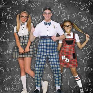 Image of people wearing nerd costumes