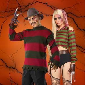 Image of a man and a women wearing Freddy Krueger costumes