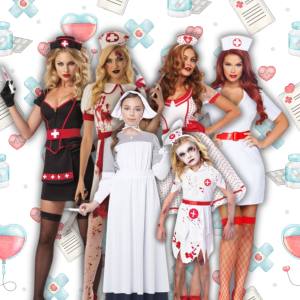 Image of women and girls in nurse costumes