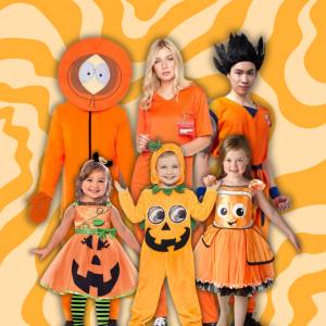 Image of people in orange costumes